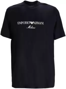 Футболка из джерси с логотипом EMPORIO ARMANI, черный