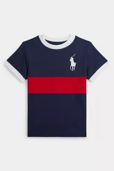 Футболка из джерси с логотипом пони для мальчика, размер L, 100% хлопок Polo Ralph Lauren, синий