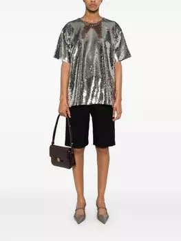 Футболка из джерси с пайетками Michael Michael Kors, серебряный