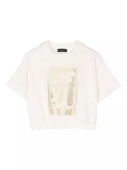 Футболка из джерси с принтом Emporio Armani Kids, белый