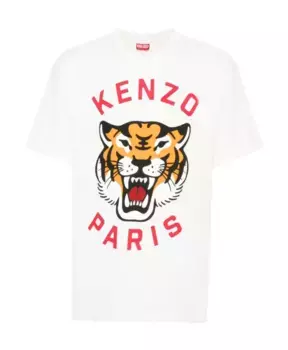Футболка из джерси с тигровым принтом Kenzo, белый