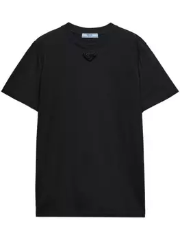 Футболка из джерси с вышивкой Prada, черный