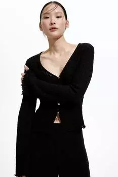 Футболка из джерси со структурой H&M, черный