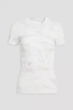 Футболка из джерси в рубчик, окрашенная в технике тай-дай HELMUT LANG, белый