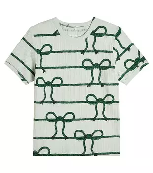 Футболка из джерси в рубчик с принтом Mini Rodini, зеленый