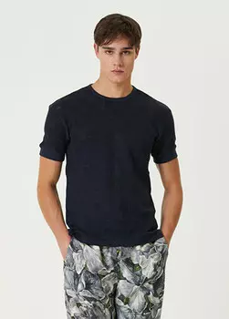 Футболка из фактурного льна в стиле пэчворк Sunflower, синий