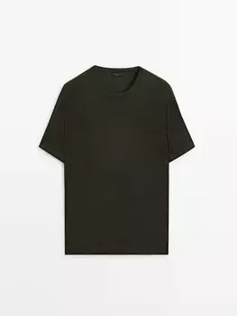 Футболка из фетровой фактуры Massimo Dutti, хаки