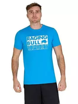 Футболка из фольги с коротким рукавом обычного кроя из хлопчатобумажной смеси Raging Bull, цвет Electric Blue