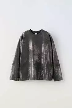 Футболка из фольги ZARA, антрацитовый серый
