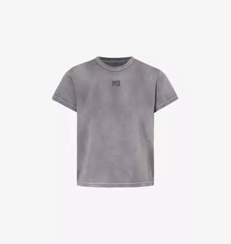 Футболка из хлопчатобумажного трикотажа с выцветшим эффектом Alexander Wang, цвет washed asphalt