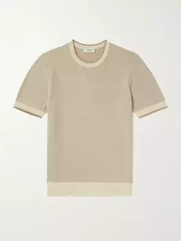 Футболка из хлопчатобумажной ткани с вафельным узором PIACENZA 1733, бежевый