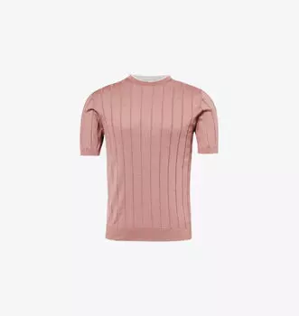 Футболка из хлопчатобумажной ткани в рубчик с круглым вырезом Eleventy, фиолетовый