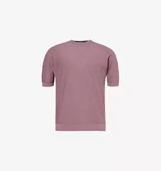 Футболка из хлопчатобумажной трикотажной ткани с круглым вырезом и короткими рукавами Eleventy, цвет malva