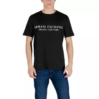 Футболка из хлопка черного и белого цветов Armani Exchange