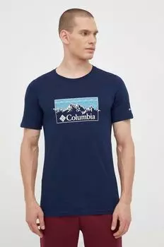 Футболка из хлопка Columbia, темно-синий