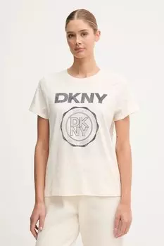 Футболка из хлопка Dkny, бежевый