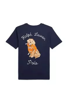 Футболка из хлопка для детей Polo Ralph Lauren, темно-синий