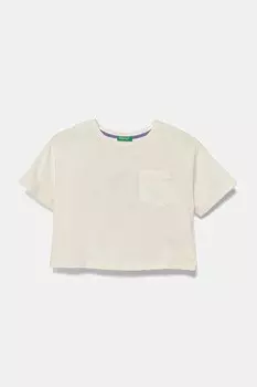 Футболка из хлопка для детей United Colors Of Benetton, бежевый
