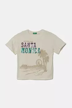 Футболка из хлопка для детей United Colors Of Benetton, бежевый