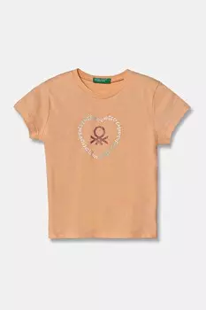 Футболка из хлопка для детей United Colors Of Benetton, оранжевый