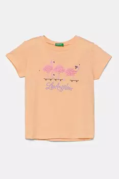 Футболка из хлопка для детей United Colors Of Benetton, оранжевый