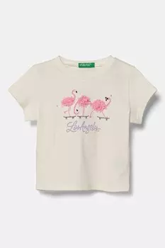 Футболка из хлопка для детей United Colors Of Benetton, бежевый