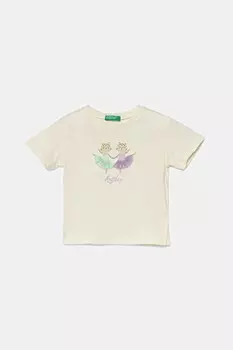 Футболка из хлопка для детей United Colors Of Benetton, бежевый