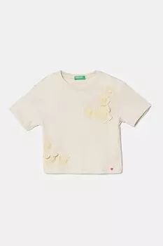 Футболка из хлопка для детей United Colors Of Benetton, бежевый