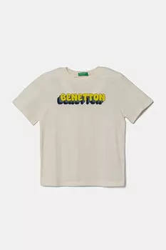 Футболка из хлопка для детей United Colors Of Benetton, бежевый