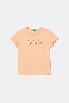 Футболка из хлопка для детей United Colors Of Benetton, оранжевый
