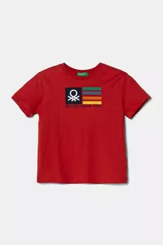 Футболка из хлопка для детей United Colors Of Benetton, красный