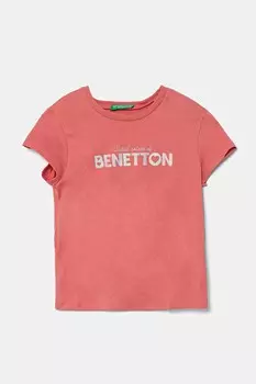 Футболка из хлопка для детей United Colors Of Benetton, розовый