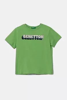 Футболка из хлопка для детей United Colors Of Benetton, зеленый
