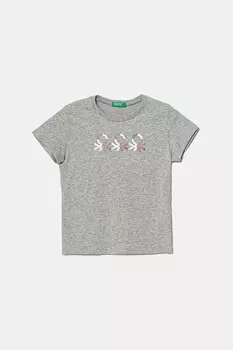 Футболка из хлопка для детей United Colors Of Benetton, серый