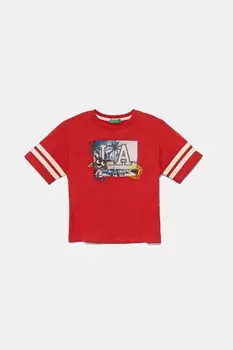 Футболка из хлопка для детей United Colors Of Benetton, красный