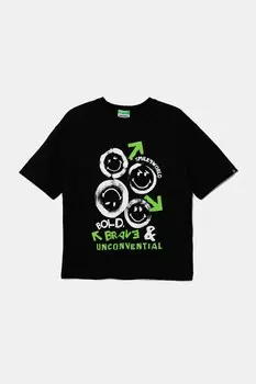 Футболка из хлопка для детей United Colors Of Benetton, черный