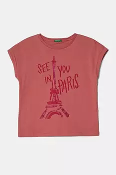 Футболка из хлопка для детей United Colors Of Benetton, розовый