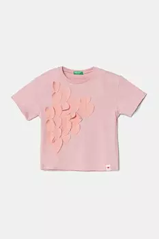 Футболка из хлопка для детей United Colors Of Benetton, розовый