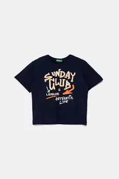 Футболка из хлопка для детей United Colors Of Benetton, темно-синий