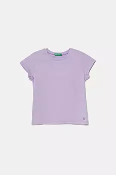 Футболка из хлопка для детей United Colors Of Benetton, фиолетовый