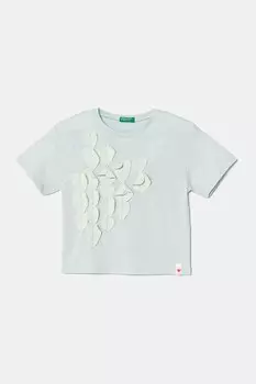 Футболка из хлопка для детей United Colors Of Benetton, бирюзовый