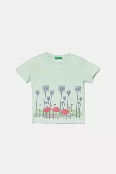Футболка из хлопка для детей United Colors Of Benetton, бирюзовый