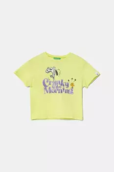 Футболка из хлопка для детей United Colors Of Benetton, зеленый