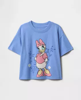 Футболка из хлопка для девочек, круглый вырез и короткие рукава Gap, голубой