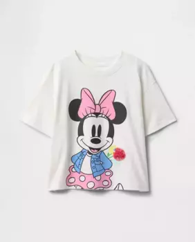 Футболка из хлопка для девочек, круглый вырез и короткие рукава Gap, белый
