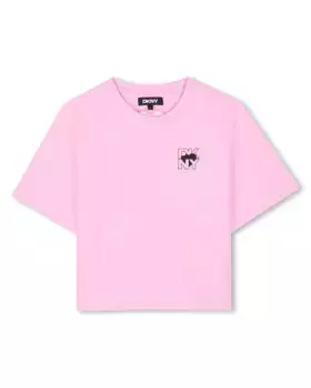 Футболка из хлопка для девочек с коротким рукавом DKNY, цвет Rosa