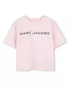 Футболка из хлопка для девочек с коротким рукавом Marc Jacobs, цвет Rosa