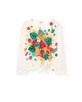 Футболка из хлопка для девочек с нижним узлом Boboli, белый