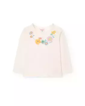 Футболка из хлопка для девочек с рисунком спереди Boboli, белый