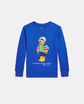 Футболка из хлопка для мальчика с медведем Поло Polo Ralph Lauren, синий
